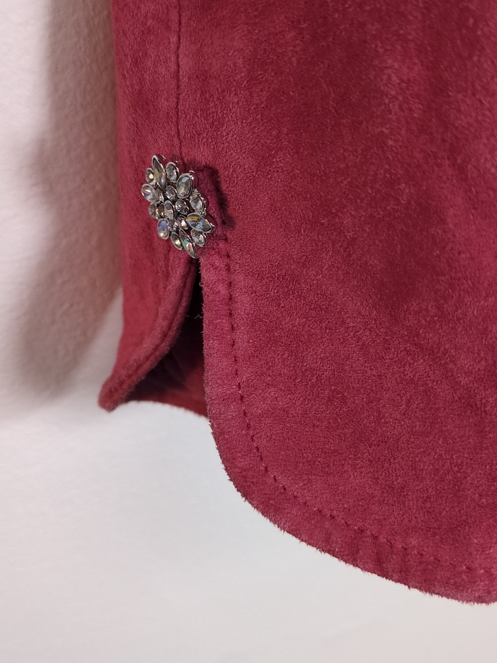 Vintage 90s Bright Pink Suede Blazer Jacket, Size Small - Picture 7 of 10